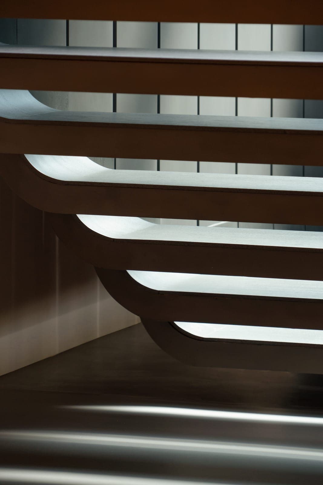 The treads, stacked and cantilevered.