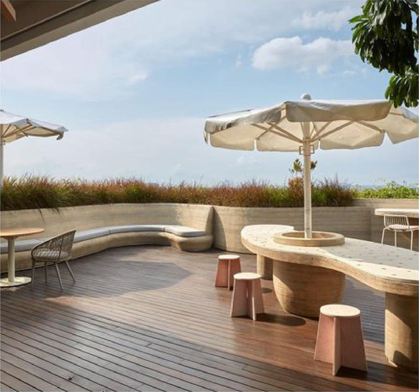 The rooftop terrace, open to the Surabaya sky.